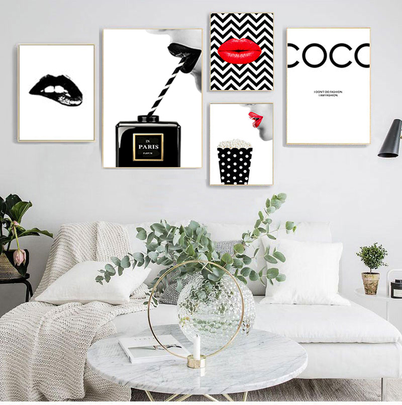 Vintage Fashion Sketches - Posters Prints Vintage Canvas Painting Black
