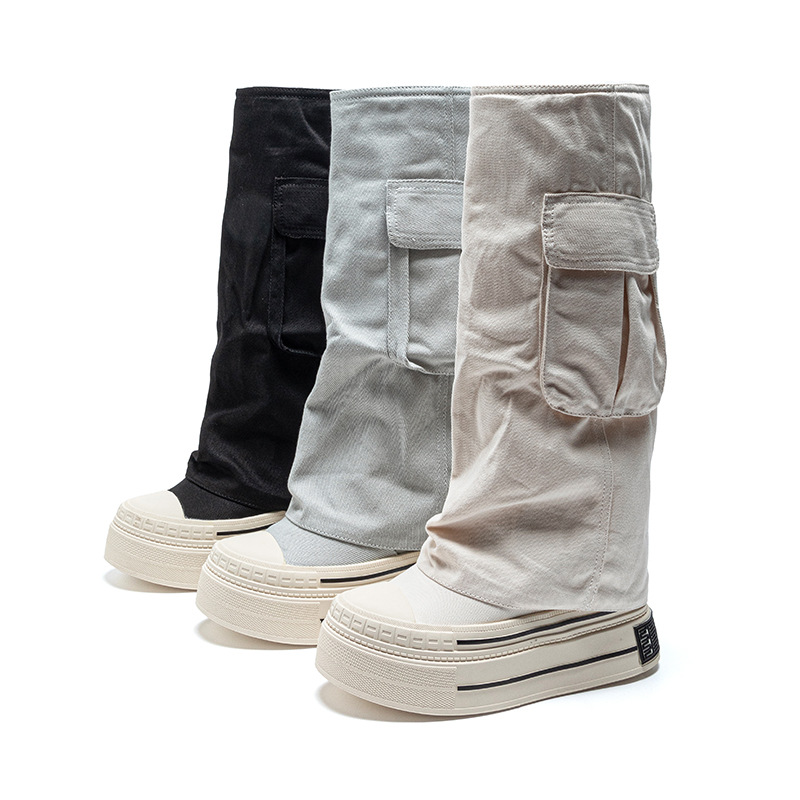 Vintage Fashion Boots - 12cm Denim Cnvas 2025 Fall Winter