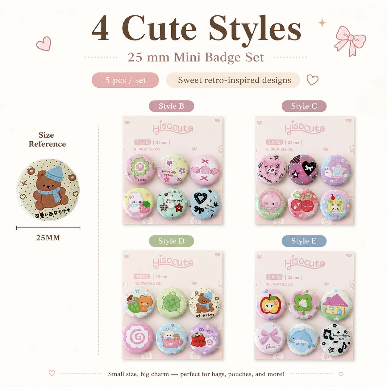 Vintage Fashion Journal - Student Clover 25mm Mini Pin Badge,