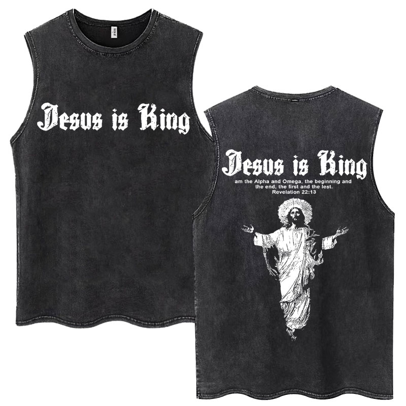 Vintage Women Fashion - Washed Jesus Is King Christian Harajuku