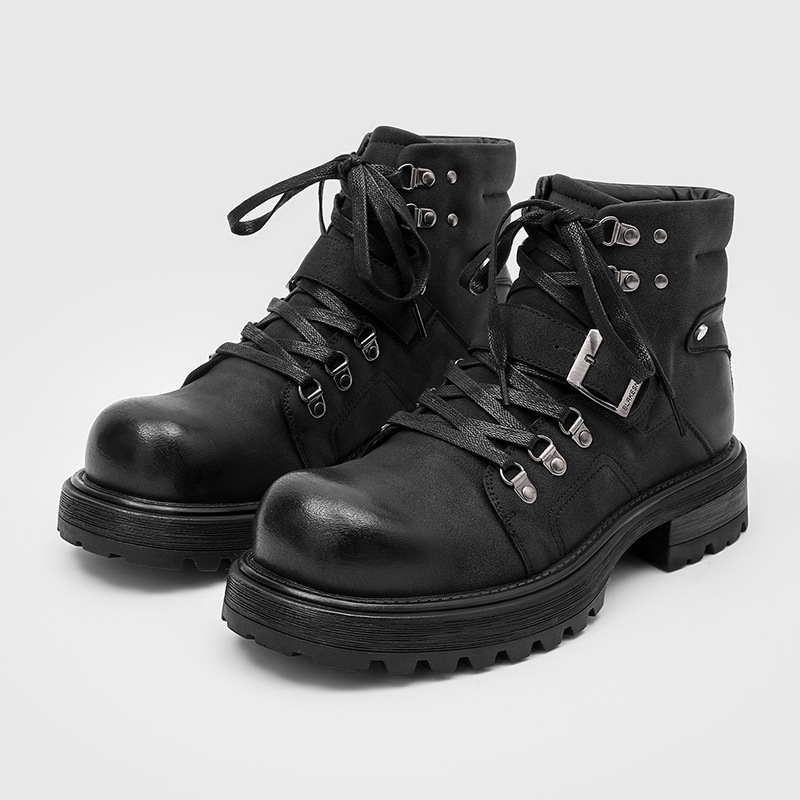 Vintage Old Fashion - Brand Men Leather Boots Motorcycle Snow