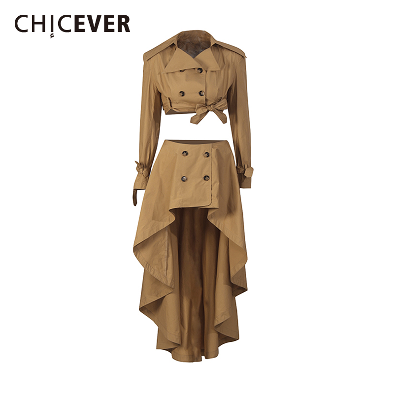 Vintage Fashion Pieces - CHICEVER Khaki Spliced Lace Up Two