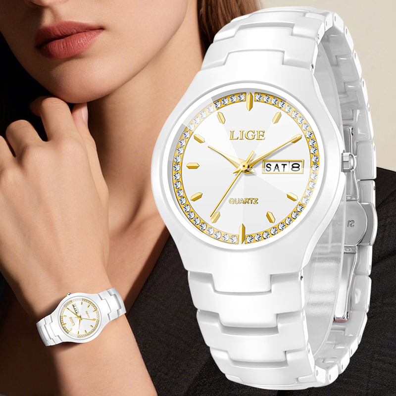 LIGE Ceramic Watch Elegant Wom - Vintage Fashion Complete recension och pris