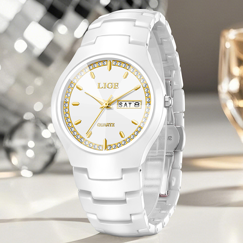 LIGE Ceramic Watch Elegant Wom - Vintage Fashion Complete recension och pris