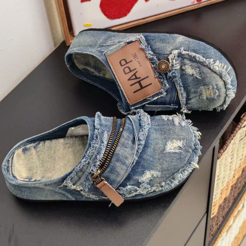 Washed Denim Metal Toe Flat He - Vintage Old Fashion recension och pris