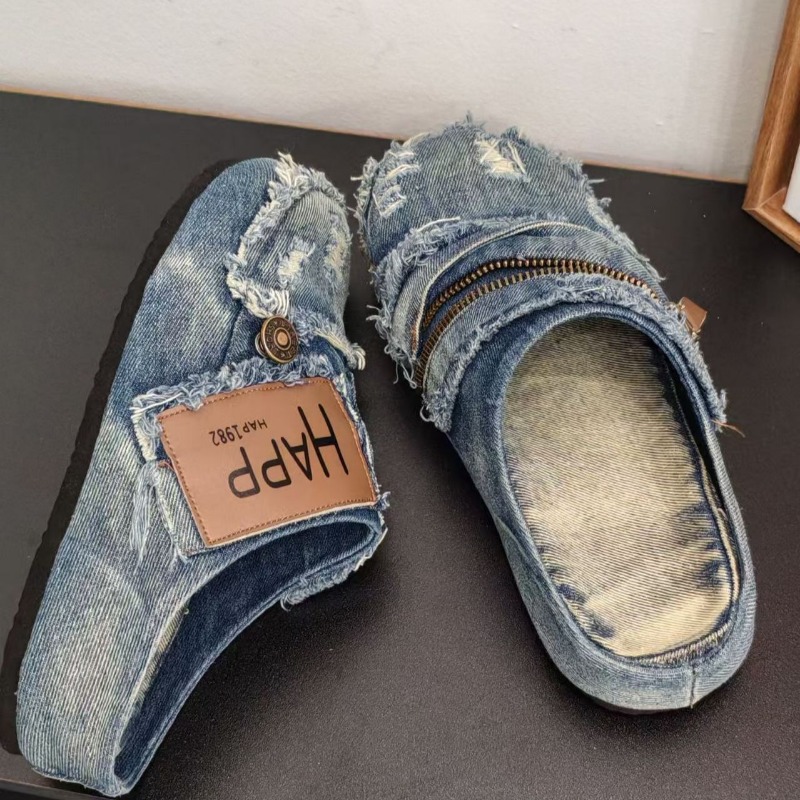 Washed Denim Metal Toe Flat He - Vintage Old Fashion recension och pris