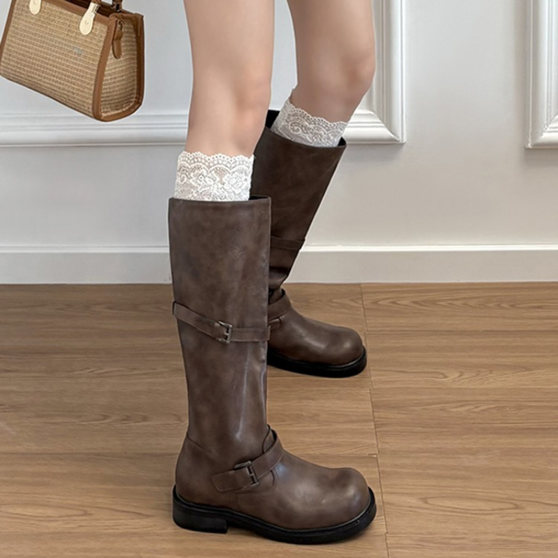 Vintage Belt Buckle Women Knee - Vintage Fashion Boots recension och pris