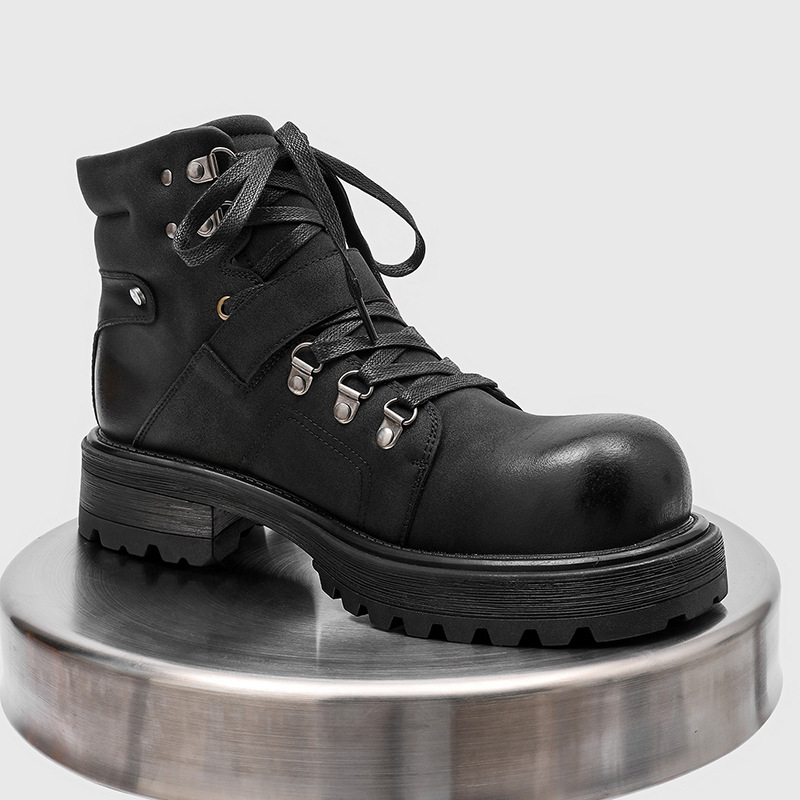 Brand Men Leather Boots Motorc - Vintage Old Fashion recension och pris