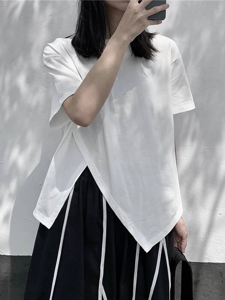 Irregular Women White Slit Hem - Vintage Fashion Build recension och pris