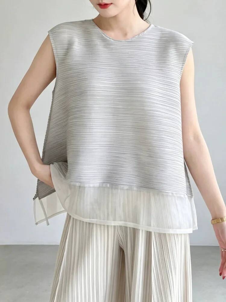 Fashion Mesh Patchwork Pleated - Vintage Fashion Build recension och pris