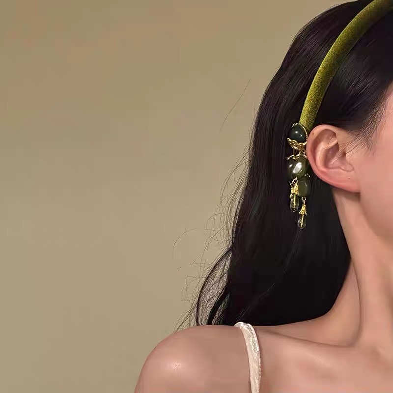 Vintage Fringe Headband Olive  - Vintage Fashion In Chinese recension och pris